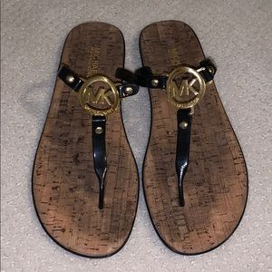 Michael Kors Charm Jelly Sandal Black Gold Emblem